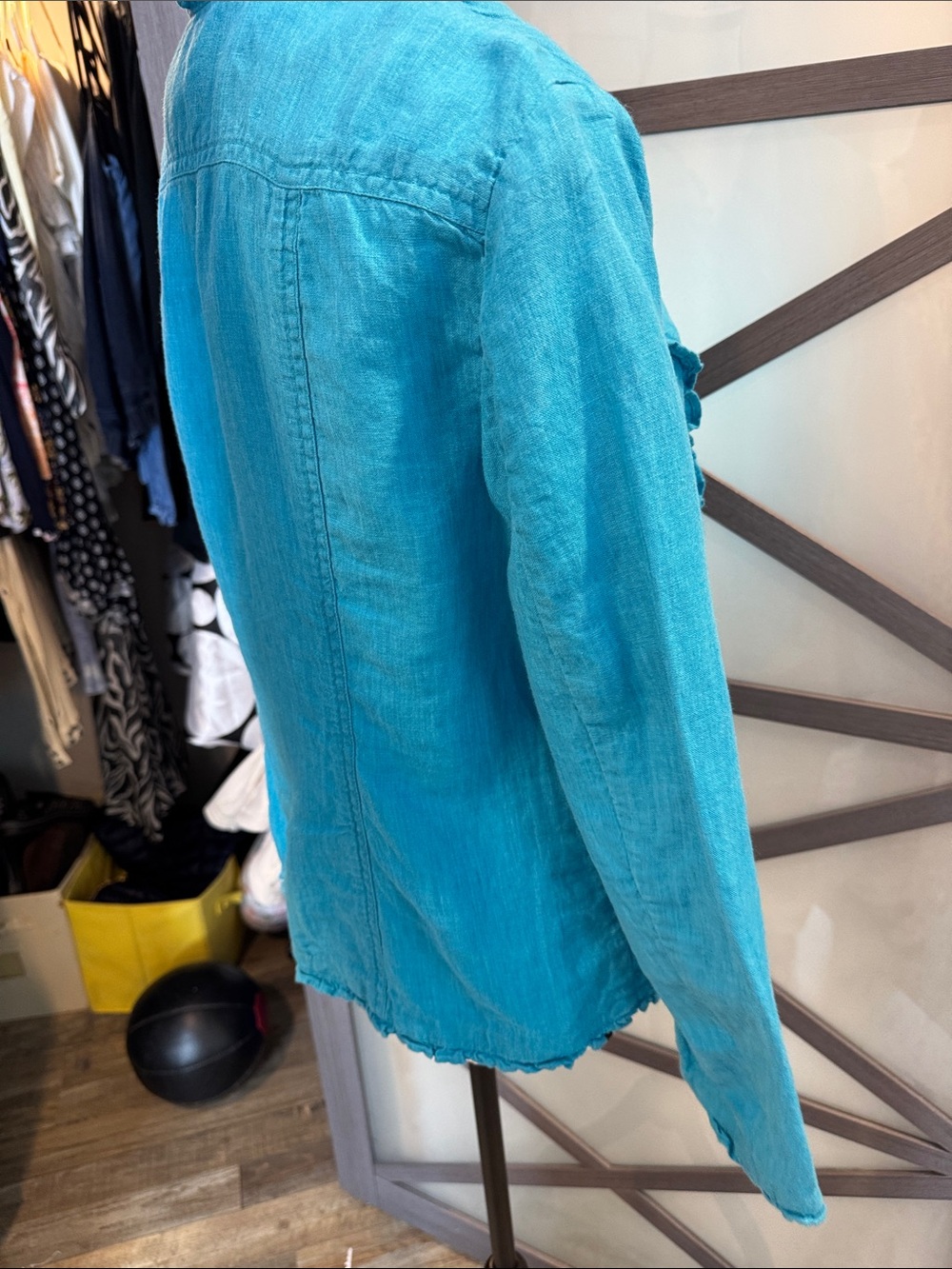 Chico's Turquoise Ruffled Open-Front Jacket - Picture 10 of 11